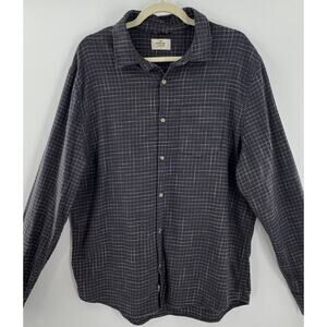 Marine Layer Mens Black Grid Check Shirt Flannel Button Down Long Sleeve L XL